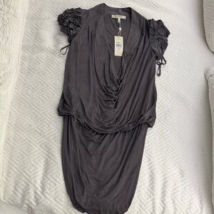 BCBGMaxAzria Charcoal Draped Mini Dress